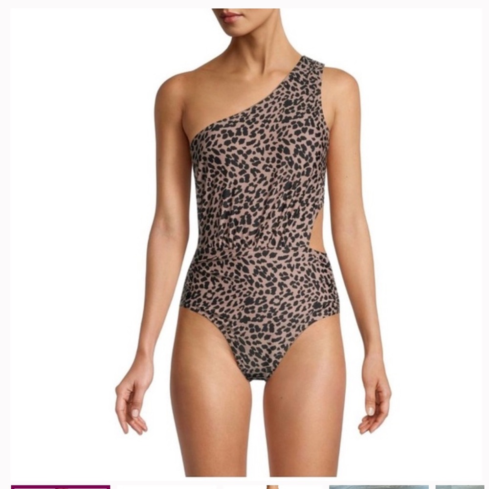 JONES NEW YORK Swimsuit One Shoulder Animal-Print/ Leopard size XL